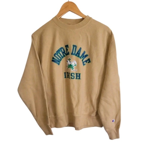 Vintage Gold Fighting Irish Notre Dame Champions Reverse Weave Sweatshirt Sz M - Picture 1 of 9